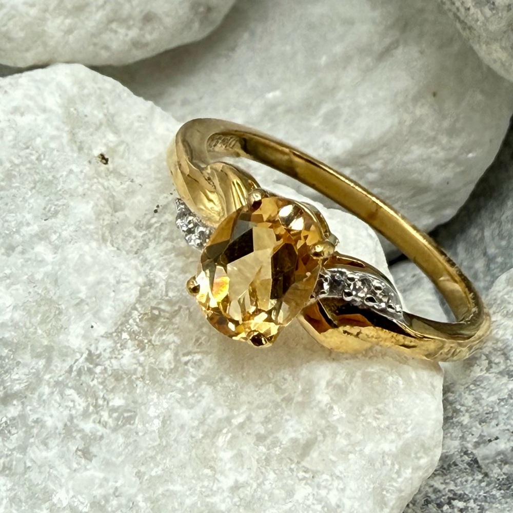 Brazilian Citrine Ring 1.25CTW 14K YG Over 925 Silver Sz 9 NWT - Picture 9 of 17
